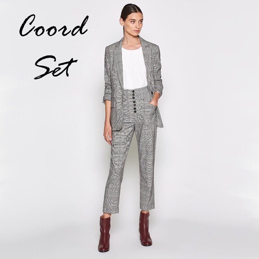 NWT Joie plaid houndstooth blazer & high waisted pants pantsuit set, 4